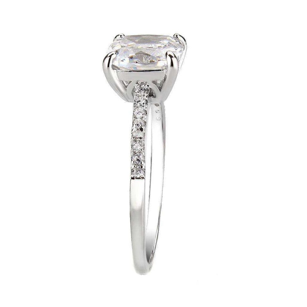 Alamode Rhodium Brass Ring with AAA Grade CZ in Clear - Alamode - Flyclothing LLC