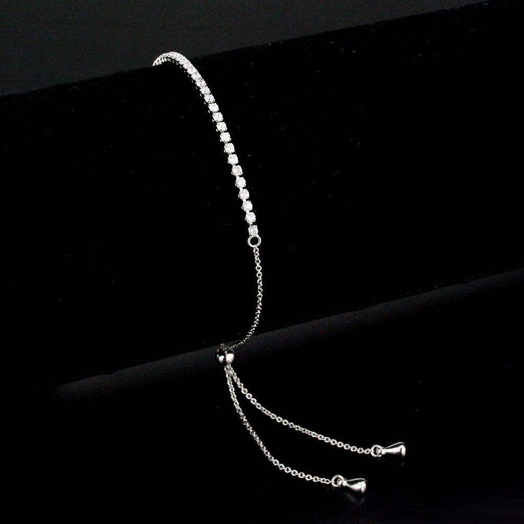 Alamode Rhodium Brass Bracelet with AAA Grade CZ in Clear - Alamode - Flyclothing LLC