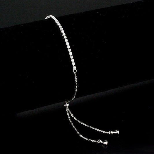 Alamode Rhodium Brass Bracelet with AAA Grade CZ in Clear - Alamode