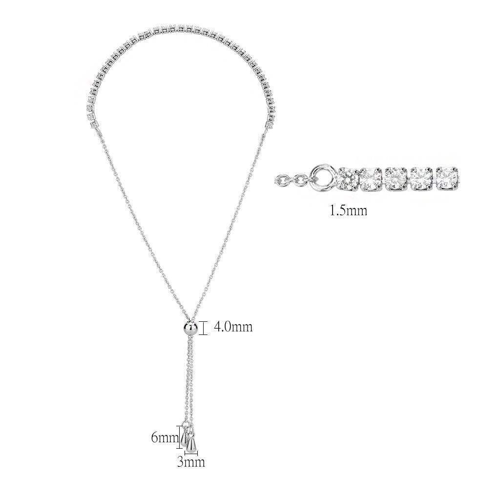 Alamode Rhodium Brass Bracelet with AAA Grade CZ in Clear - Alamode - Flyclothing LLC