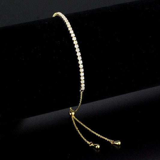 Alamode Gold Brass Bracelet with AAA Grade CZ in Clear - Alamode
