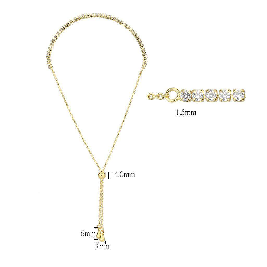 Alamode Gold Brass Bracelet with AAA Grade CZ in Clear - Alamode - Flyclothing LLC
