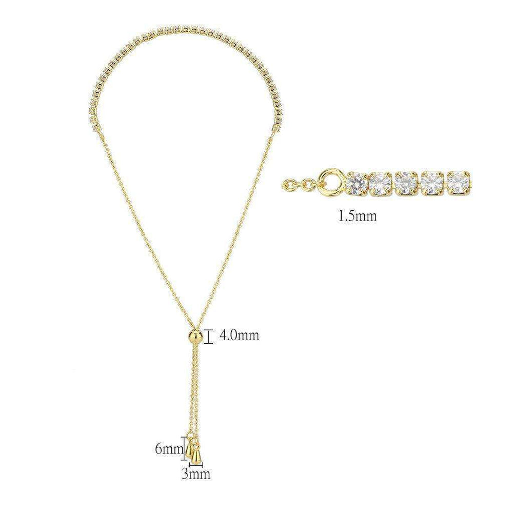 Alamode Gold Brass Bracelet with AAA Grade CZ in Clear - Alamode - Flyclothing LLC