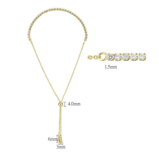 Alamode Gold Brass Bracelet with AAA Grade CZ in Clear - Alamode