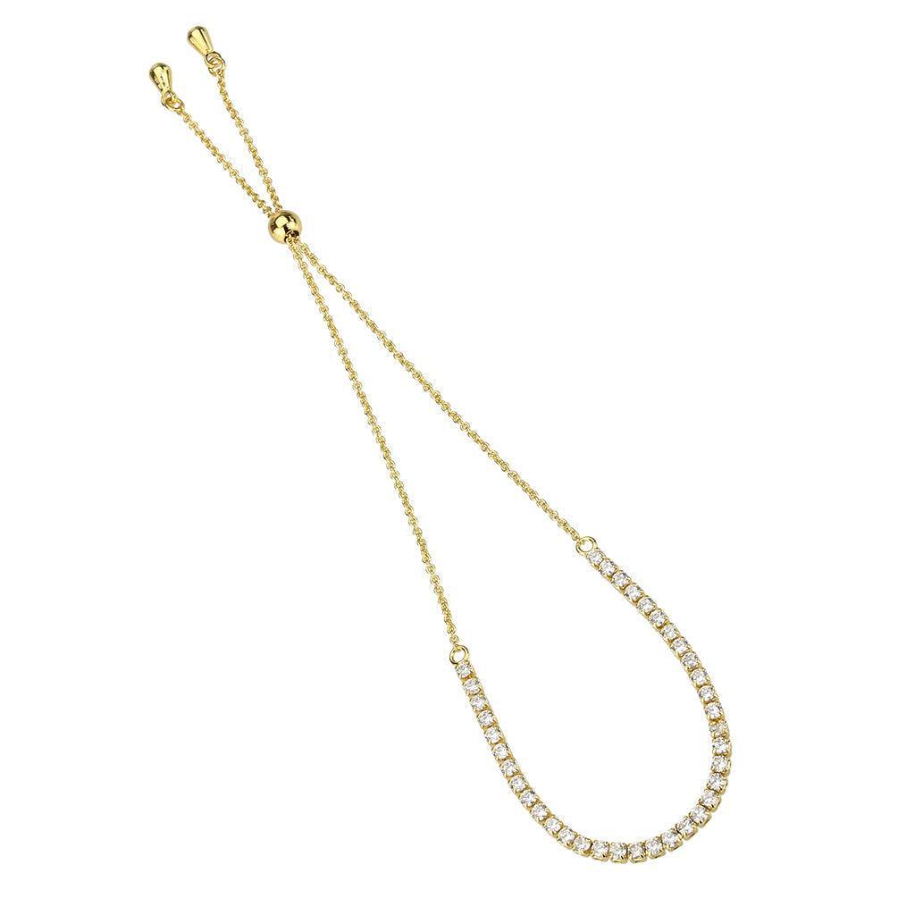 Alamode Gold Brass Bracelet with AAA Grade CZ in Clear - Alamode