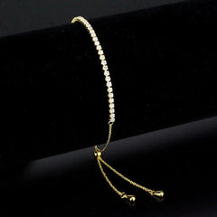 Alamode Gold Brass Bracelet with AAA Grade CZ in Clear - Alamode