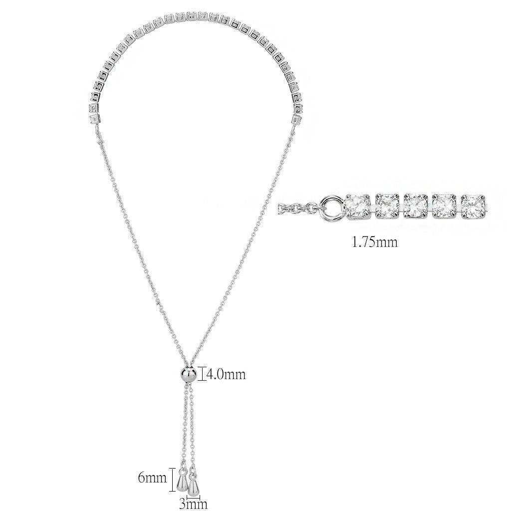 Alamode Rhodium Brass Bracelet with AAA Grade CZ in Clear - Alamode