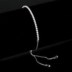Alamode Rhodium Brass Bracelet with AAA Grade CZ in Clear - Alamode