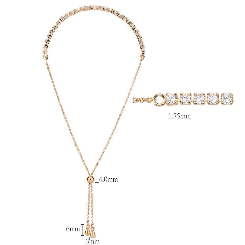 Alamode Rose Gold Brass Bracelet with AAA Grade CZ in Clear - Alamode