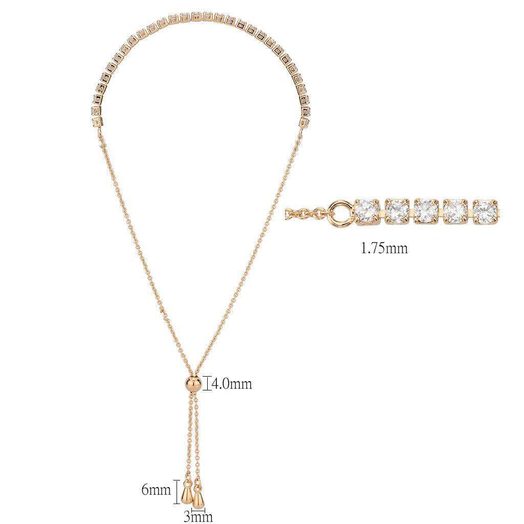 Alamode Rose Gold Brass Bracelet with AAA Grade CZ in Clear - Alamode - Flyclothing LLC