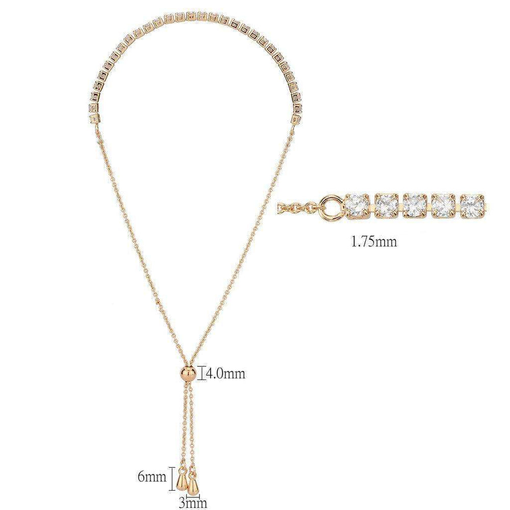 Alamode Rose Gold Brass Bracelet with AAA Grade CZ in Clear - Alamode - Flyclothing LLC