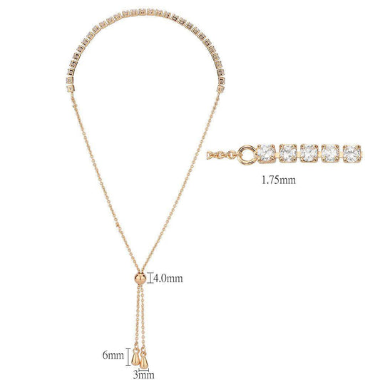 Alamode Rose Gold Brass Bracelet with AAA Grade CZ in Clear - Alamode