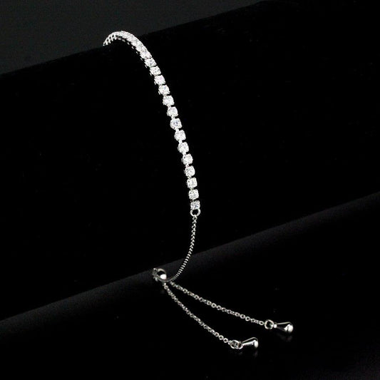 Alamode Rhodium Brass Bracelet with AAA Grade CZ in Clear - Alamode