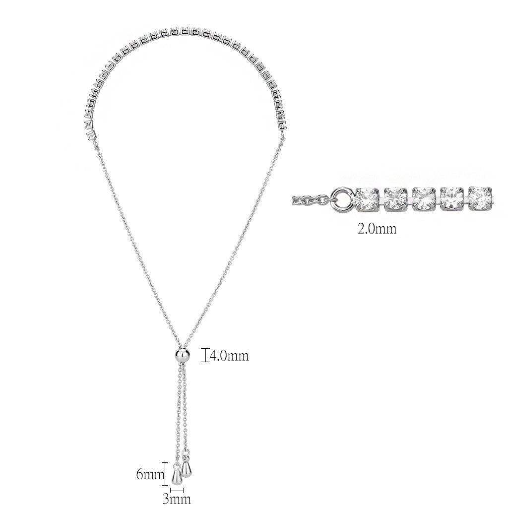 Alamode Rhodium Brass Bracelet with AAA Grade CZ in Clear - Alamode - Flyclothing LLC
