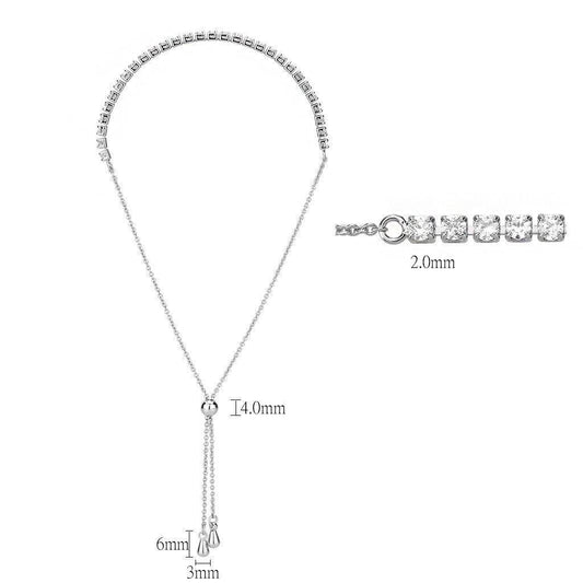 Alamode Rhodium Brass Bracelet with AAA Grade CZ in Clear - Alamode