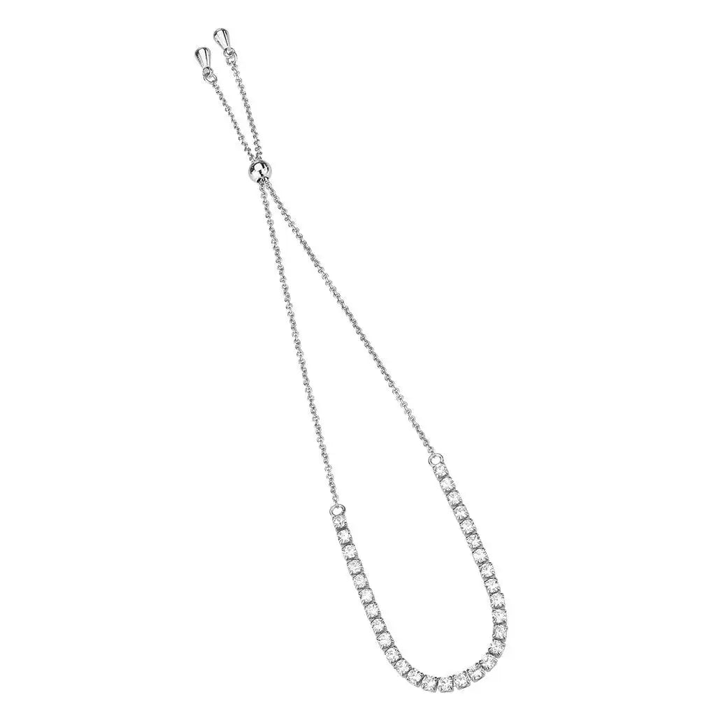 Alamode Rhodium Brass Bracelet with AAA Grade CZ in Clear - Alamode - Flyclothing LLC