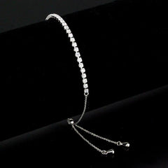 Alamode Rhodium Brass Bracelet with AAA Grade CZ in Clear - Alamode