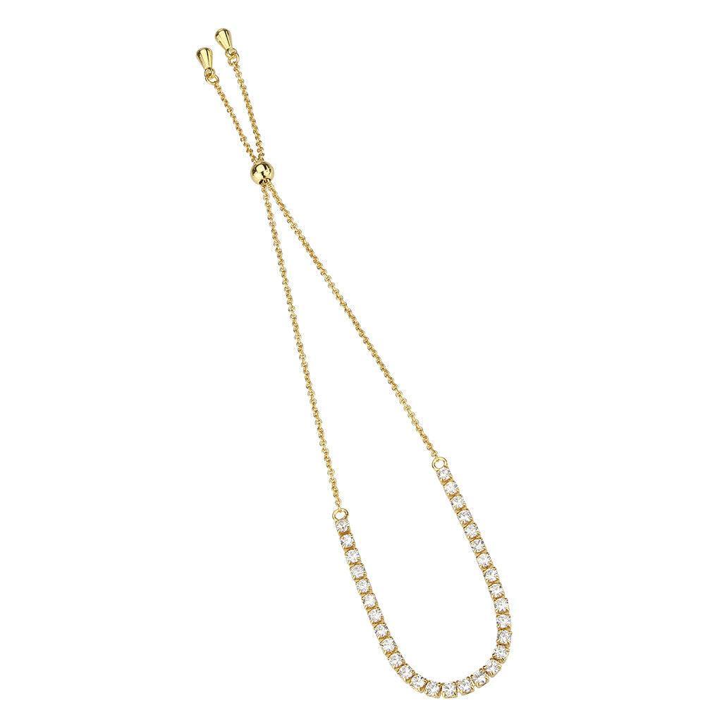 Alamode Gold Brass Bracelet with AAA Grade CZ in Clear - Alamode