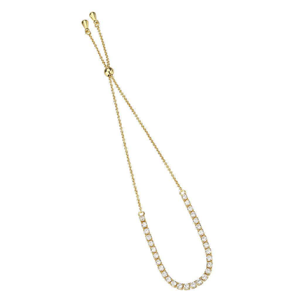 Alamode Gold Brass Bracelet with AAA Grade CZ in Clear - Alamode - Flyclothing LLC