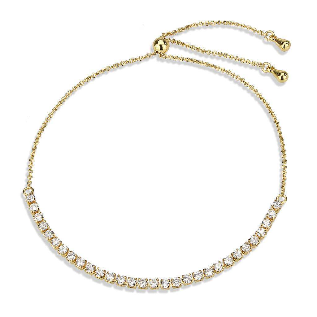 Alamode Gold Brass Bracelet with AAA Grade CZ in Clear - Alamode - Flyclothing LLC