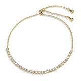 Alamode Gold Brass Bracelet with AAA Grade CZ in Clear - Alamode - Flyclothing LLC