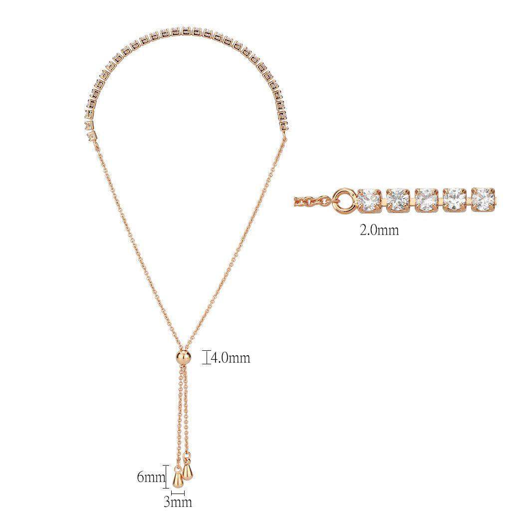 Alamode Rose Gold Brass Bracelet with AAA Grade CZ in Clear - Alamode - Flyclothing LLC