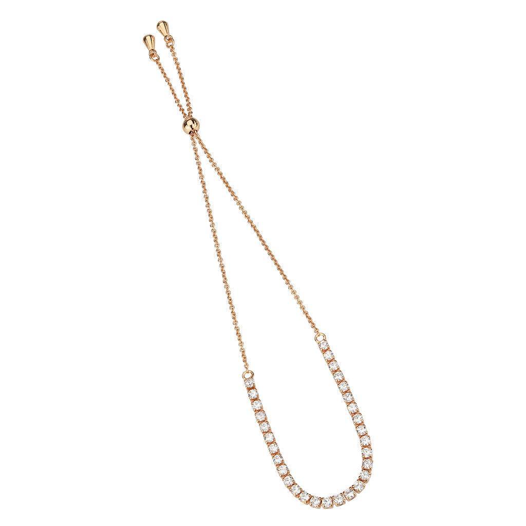 Alamode Rose Gold Brass Bracelet with AAA Grade CZ in Clear - Alamode