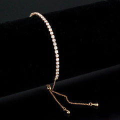 Alamode Rose Gold Brass Bracelet with AAA Grade CZ in Clear - Flyclothing LLC