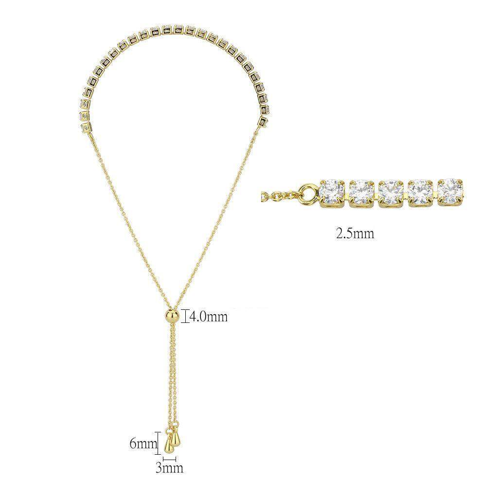 Alamode Gold Brass Bracelet with AAA Grade CZ in Clear - Alamode - Flyclothing LLC