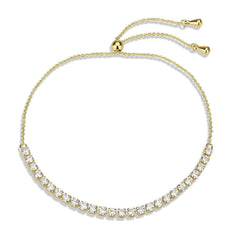 Alamode Gold Brass Bracelet with AAA Grade CZ in Clear - Alamode