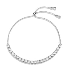 Alamode Rhodium Brass Bracelet with AAA Grade CZ in Clear - Flyclothing LLC