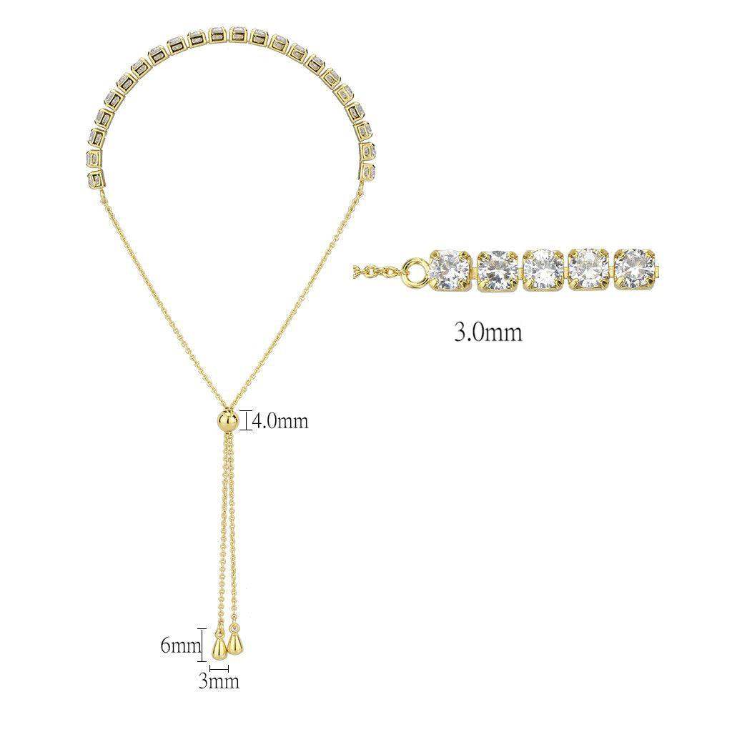 Alamode Gold Brass Bracelet with AAA Grade CZ in Clear - Alamode - Flyclothing LLC