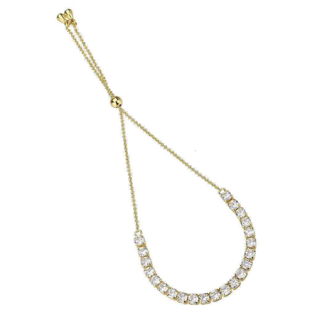 Alamode Gold Brass Bracelet with AAA Grade CZ in Clear - Alamode - Flyclothing LLC