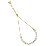 Alamode Gold Brass Bracelet with AAA Grade CZ in Clear - Alamode