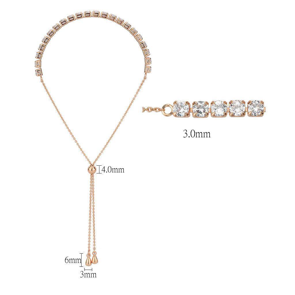 Alamode Rose Gold Brass Bracelet with AAA Grade CZ in Clear - Alamode