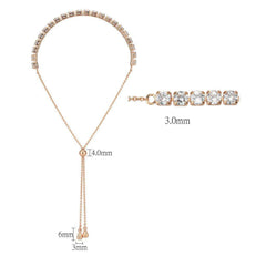 Alamode Rose Gold Brass Bracelet with AAA Grade CZ in Clear - Alamode