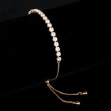 Alamode Rose Gold Brass Bracelet with AAA Grade CZ in Clear - Alamode