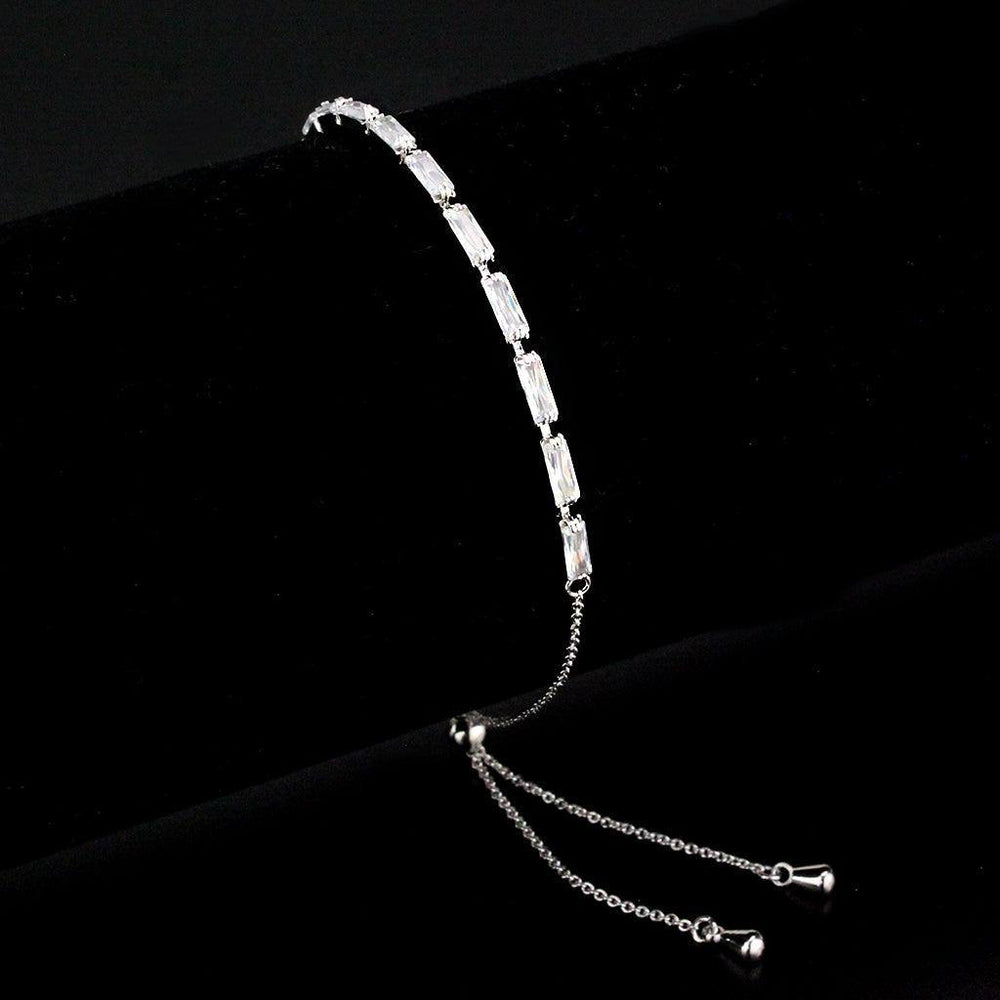 Alamode Rhodium Brass Bracelet with AAA Grade CZ in Clear - Alamode