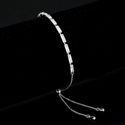 Alamode Rhodium Brass Bracelet with AAA Grade CZ in Clear - Alamode