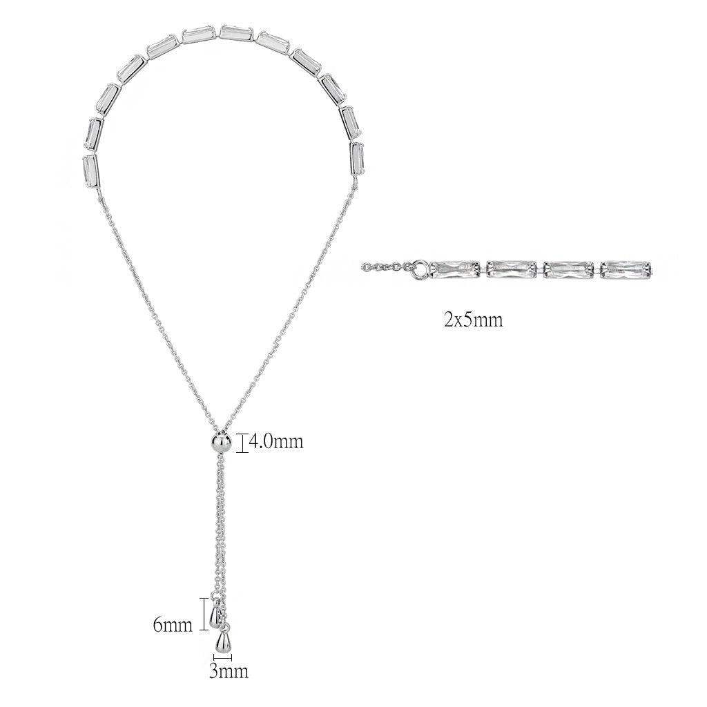 Alamode Rhodium Brass Bracelet with AAA Grade CZ in Clear - Alamode - Flyclothing LLC