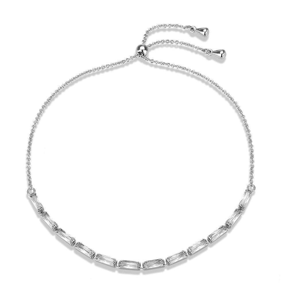 Alamode Rhodium Brass Bracelet with AAA Grade CZ in Clear - Alamode - Flyclothing LLC