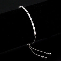 Alamode Rhodium Brass Bracelet with AAA Grade CZ in Clear - Flyclothing LLC