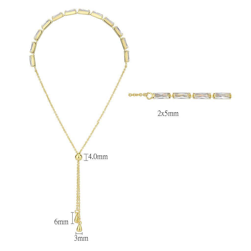 Alamode Gold Brass Bracelet with AAA Grade CZ in Clear - Alamode