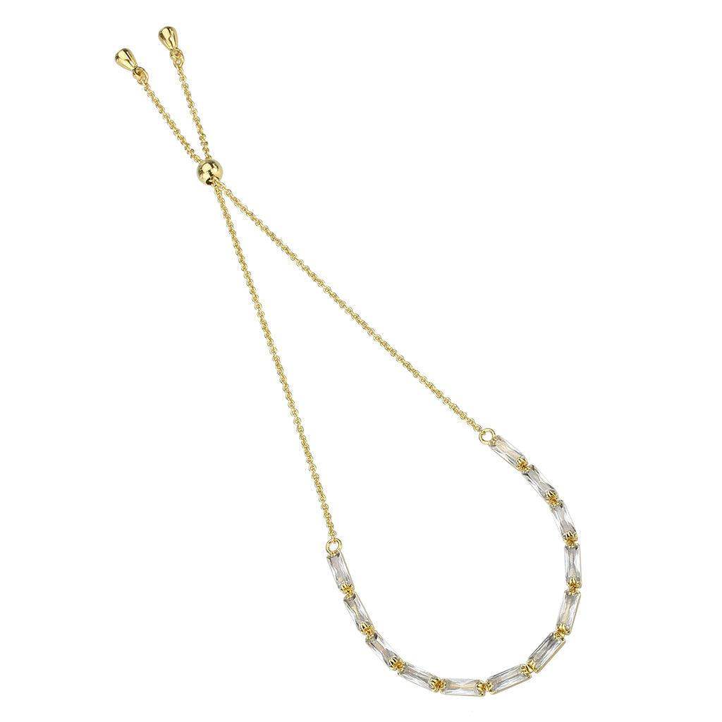 Alamode Gold Brass Bracelet with AAA Grade CZ in Clear - Alamode - Flyclothing LLC