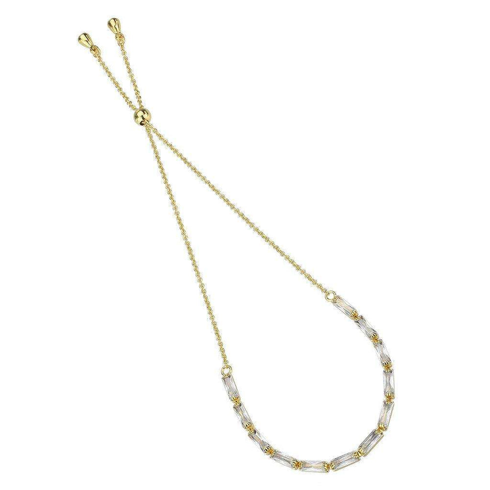 Alamode Gold Brass Bracelet with AAA Grade CZ in Clear - Alamode - Flyclothing LLC