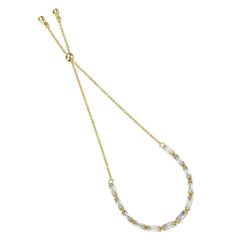 Alamode Gold Brass Bracelet with AAA Grade CZ in Clear - Alamode