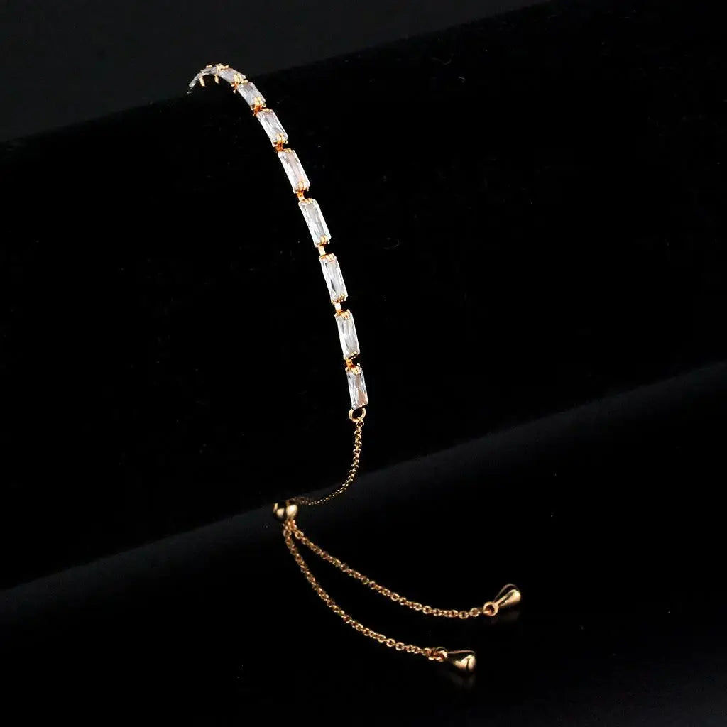 Alamode Rose Gold Brass Bracelet with AAA Grade CZ in Clear - Alamode - Flyclothing LLC
