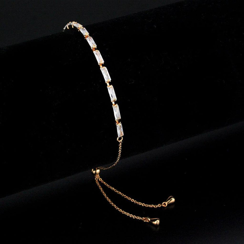 Alamode Rose Gold Brass Bracelet with AAA Grade CZ in Clear - Alamode