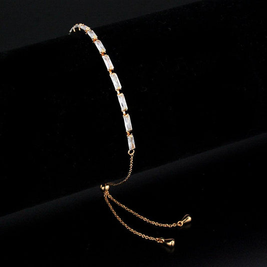 Alamode Rose Gold Brass Bracelet with AAA Grade CZ in Clear - Alamode