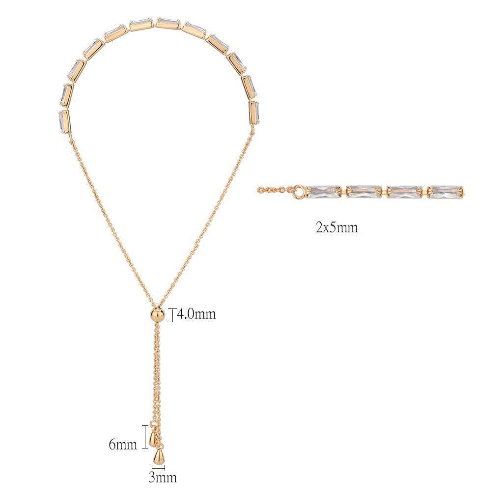 Alamode Rose Gold Brass Bracelet with AAA Grade CZ in Clear - Alamode